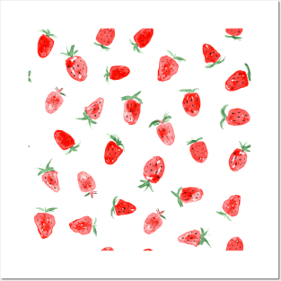 So sweet strawberries - watercolor berries Posters and Art